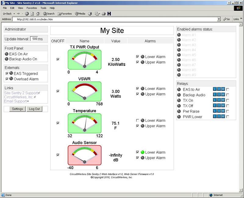 The
              SiteSentry2 Main Screen